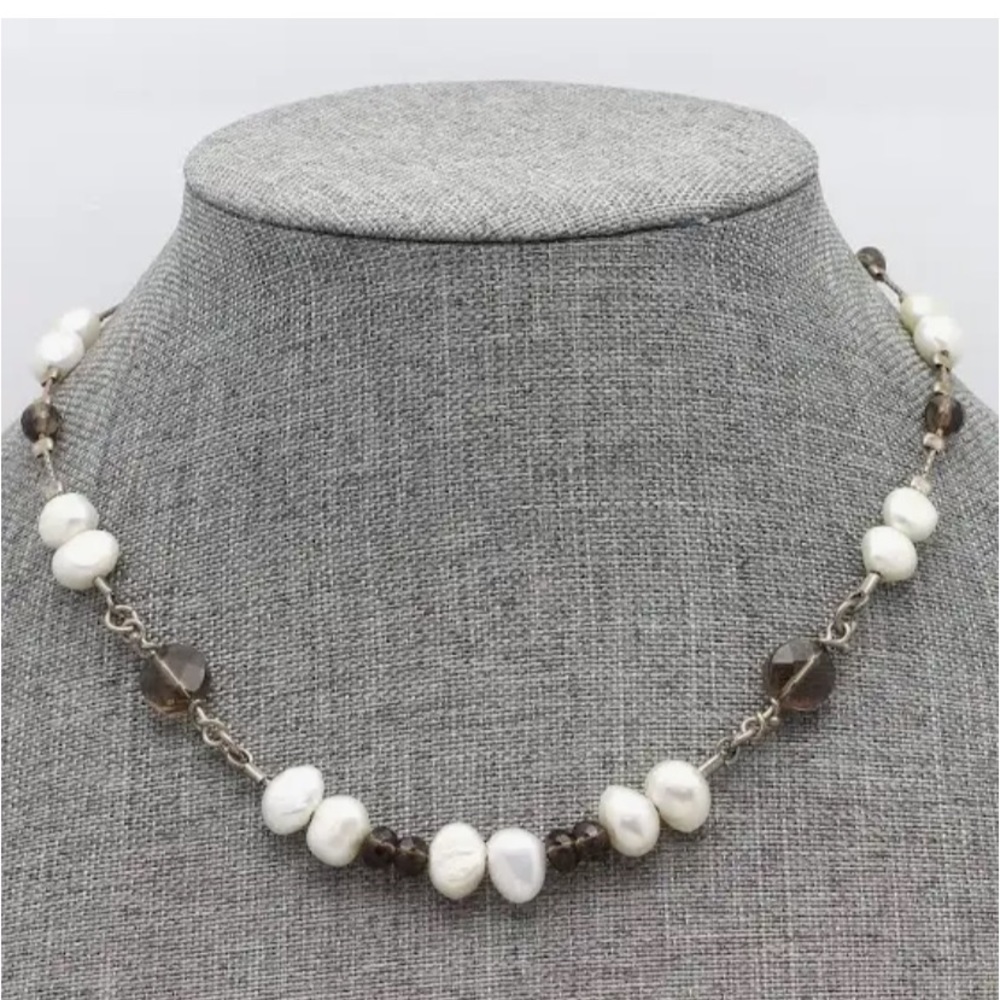 Retired SILPADA Smokey brown Quartz and freshwater Pearl necklace